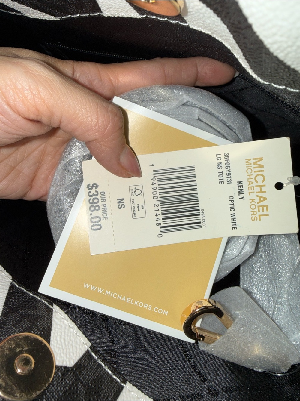 Michael Kors Black & White Signature Tote with Gold Hardware - Picture 3 of 3